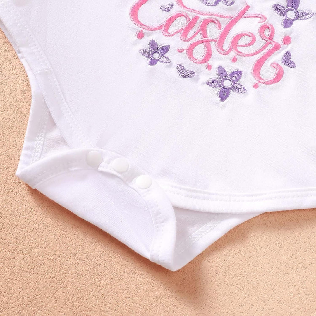 Baby Mädchen Ostern Kleidung Geburtstag Outfit Bunny Kurzarm Strampler Hohe Taille Rüschen Tütü Rock