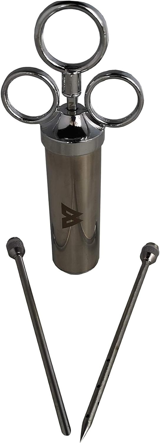 Edelstahl BBQ Marinierspritze Bratenspritze Gewürzspritze 60 ml, 2 Marinadenadel