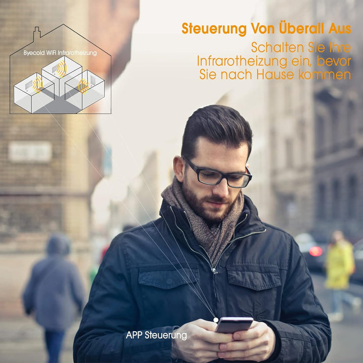 Infrarotheizung Deckenmontage mit Thermostat 860 Watt, Deckenheizung Infrarot, APP Fernbedienung Ste