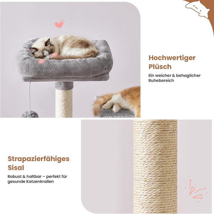 MSmask Kratzbaum gross, L Katzenkratzbaum Stabil, Katzenbaum mit Katzenhöhlen, Plattformen, Hängemat
