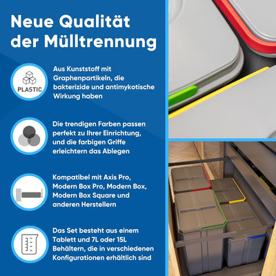 GTV - Abfallsammler Set AxiSpace, für Schubladen und Schränke mit Breite 600 mm, Set Besteht aus Beh