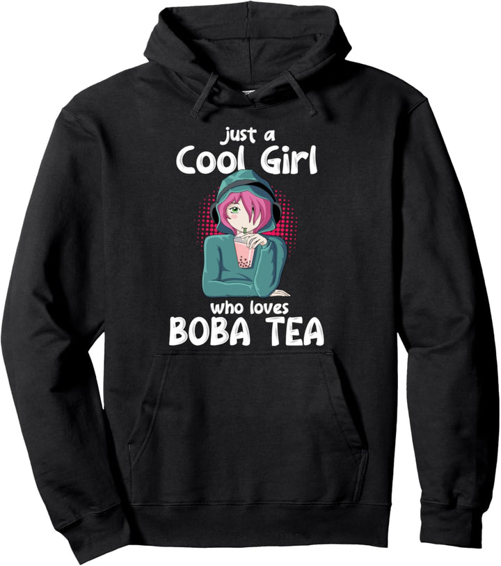 Nur ein cooles Mädchen Liebt Boba Tea Kawaii Girl Anime Pullover Hoodie