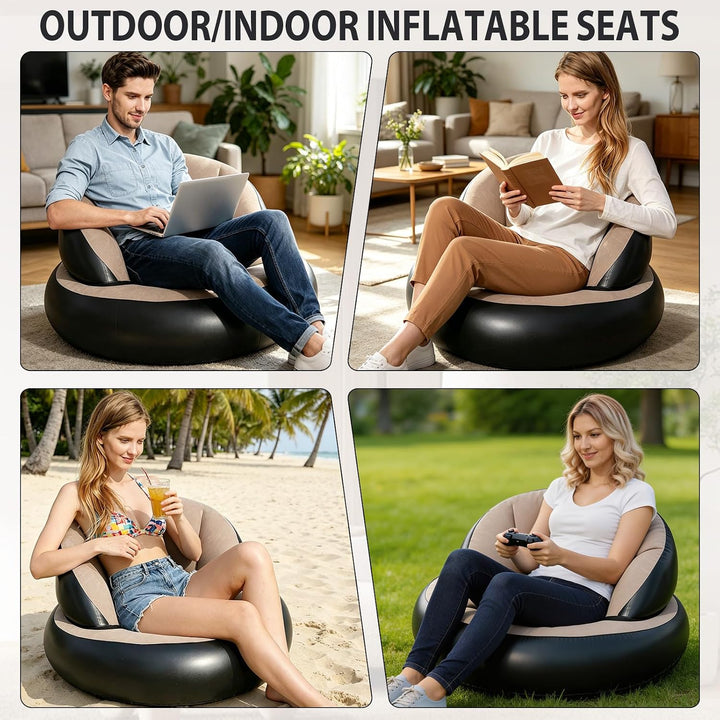 Yuragim Aufblasbares Sofa, Aufblasbares Luftsofa mit Luftpumpe, 77x58 cm | Aufblasbarer Sessel wasse