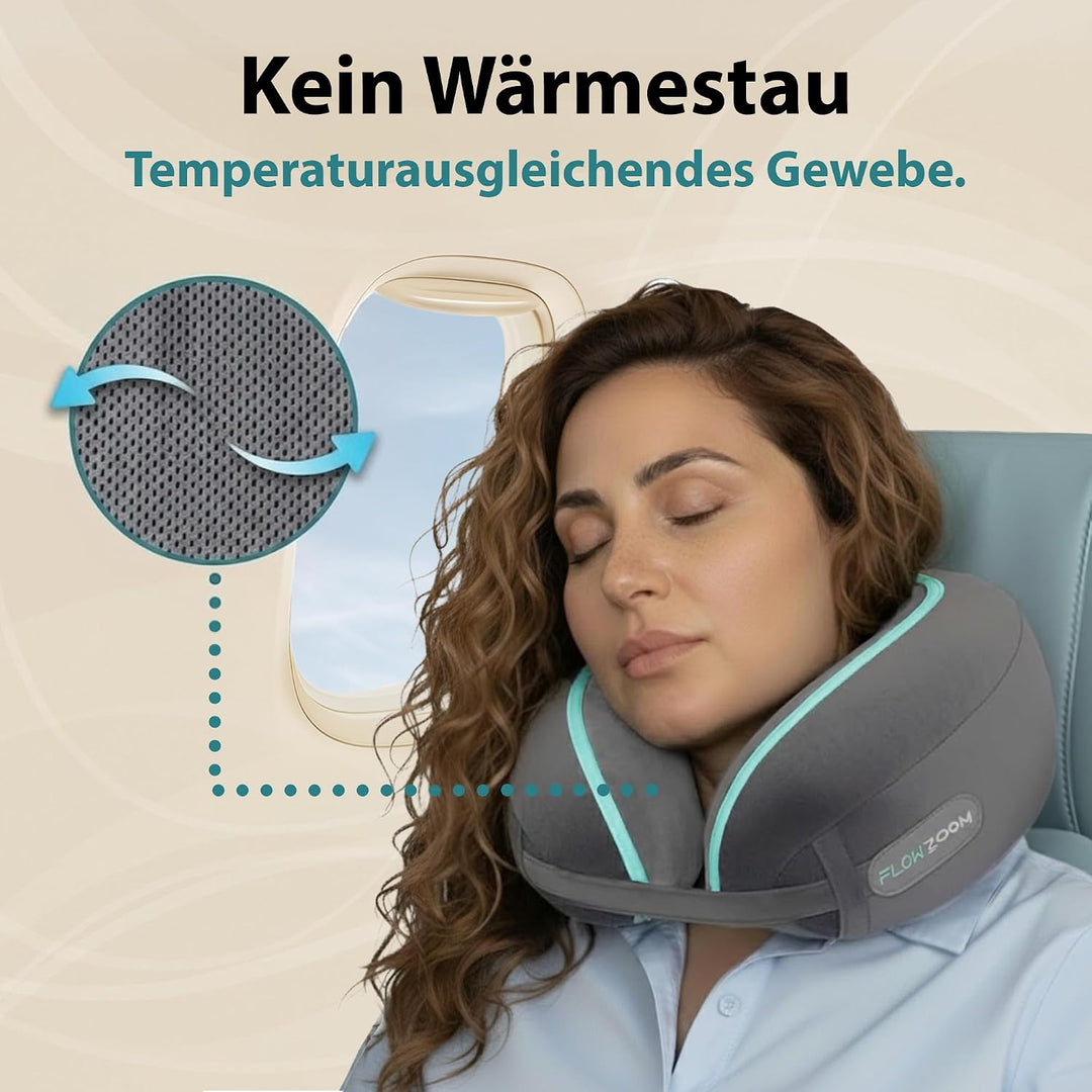 FLOWZOOM Dream Pro - Nackenkissen mit extra seitlicher Stütze und flexibel einstellbarem Klettversch