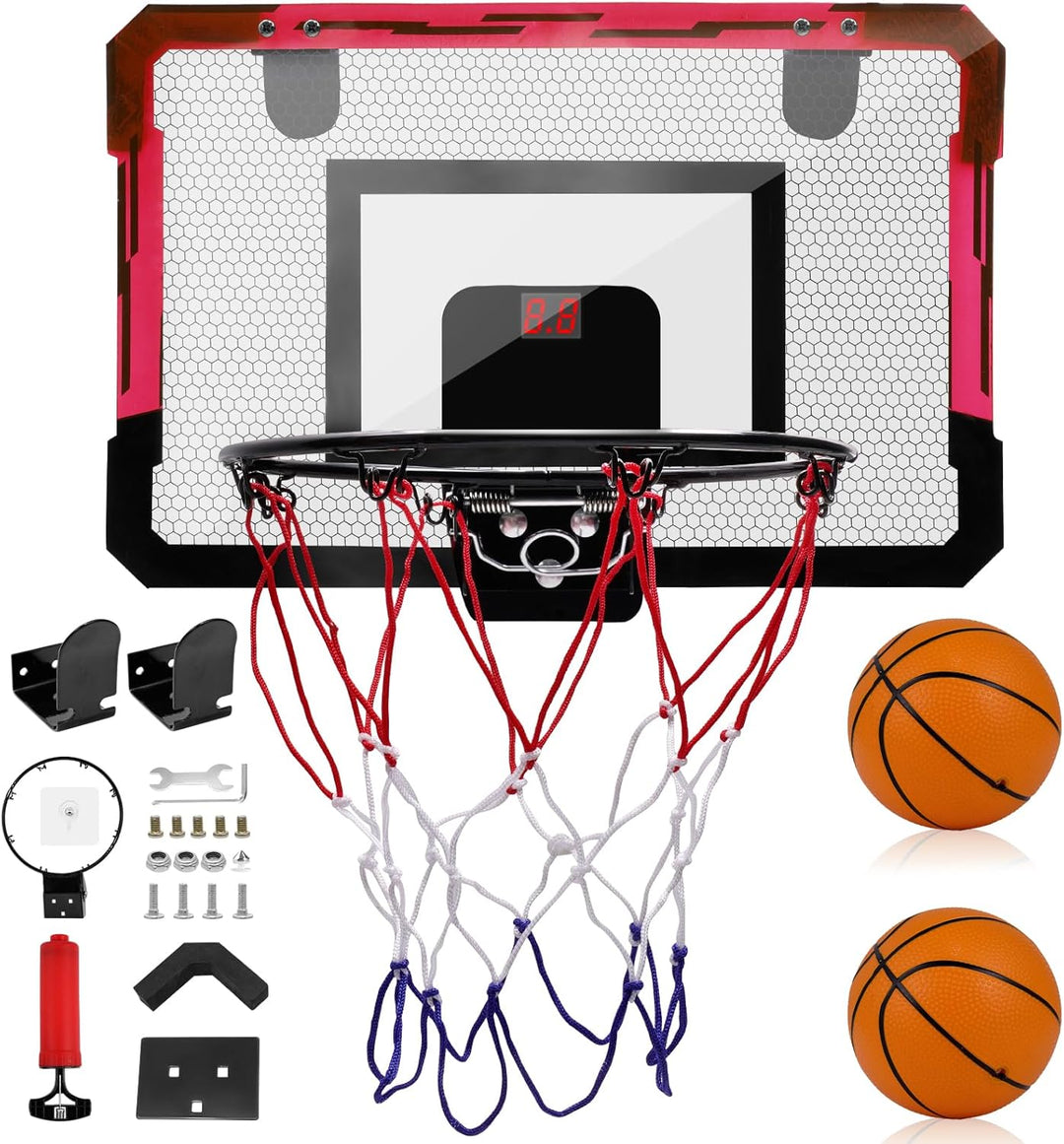 Mini Basketballkorb Indoor, Mini Basketballkorb Set für Kinder mit 2 Bällen und Punktefunktion, Bask