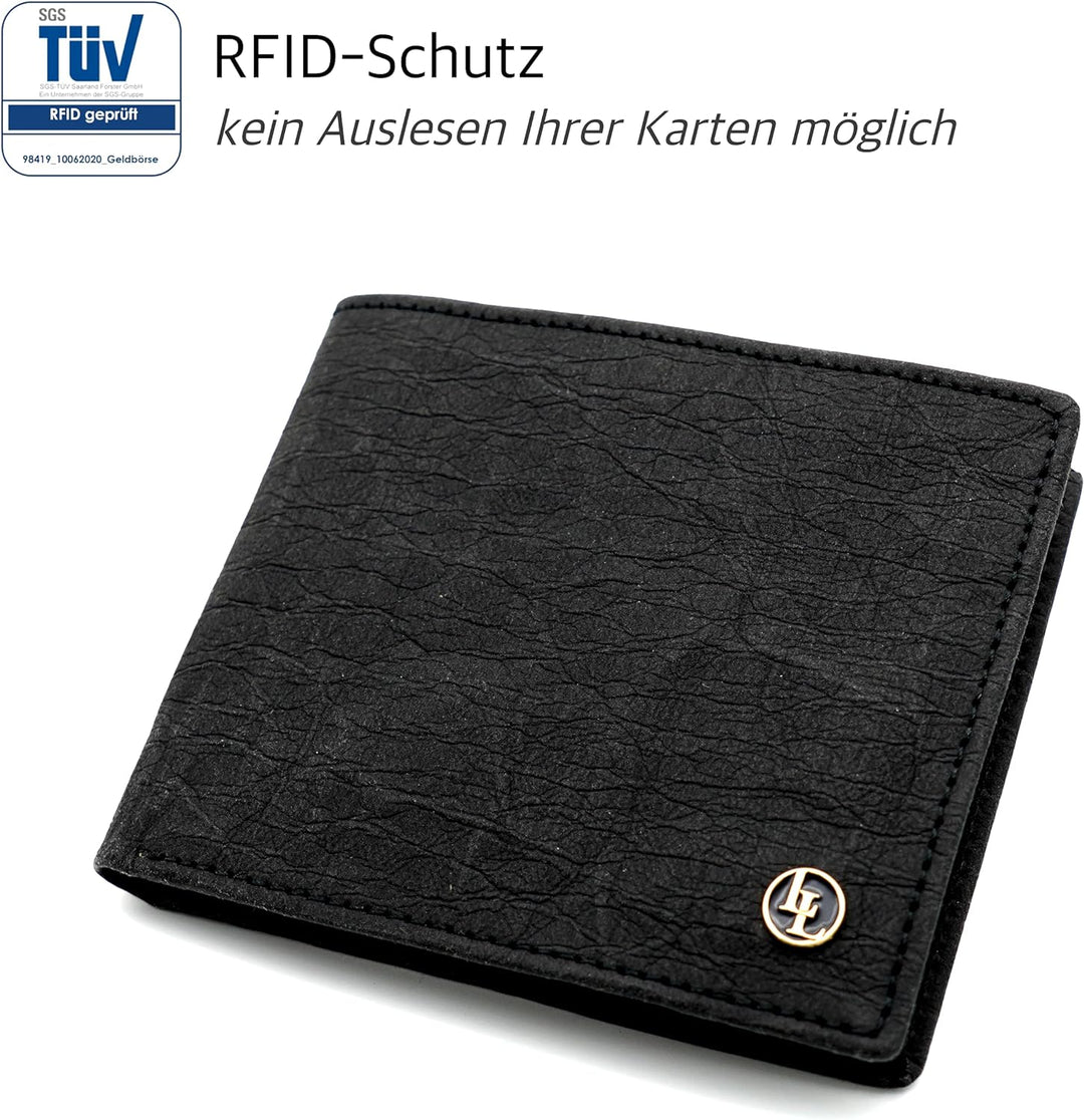 Locklair Herren Geldbörse aus veganem Papierleder, Männer Portemonnaie mit RFID-Schutz, Vegan Wallet