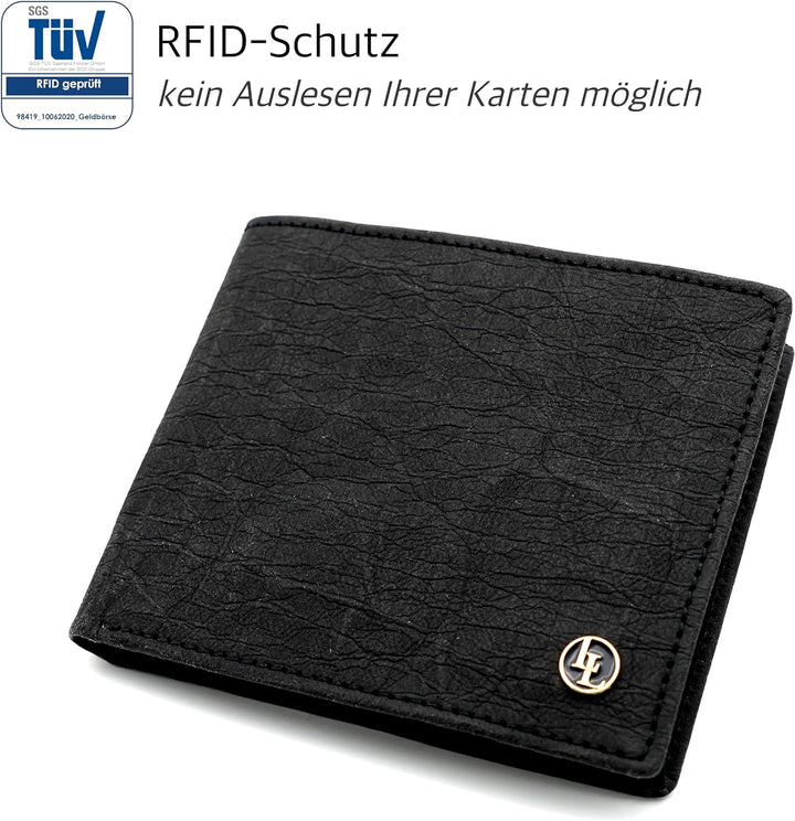 Locklair Herren Geldbörse aus veganem Papierleder, Männer Portemonnaie mit RFID-Schutz, Vegan Wallet