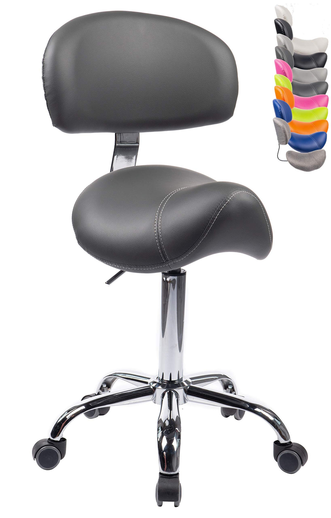 Sattelhocker MULY BIGBACK Lehne, Sitzhöhe bis ca. 74cm, Dunkelgrau | 1stuff-Markenqualität, Fachhänd
