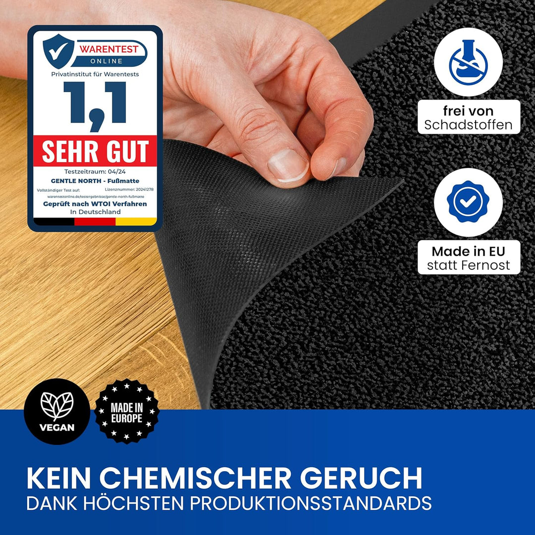 Hochwertige Fussmatte anthrazit-schwarz 90x150 gross für Innen & Aussen - Schmutzfangmatte rutschfes
