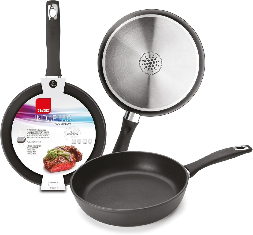 IBILI - Pfanne New Induplus, 24 cm, Aluminium, Anti-Haft, geeignet für Induktion 24 cms, 24 cms