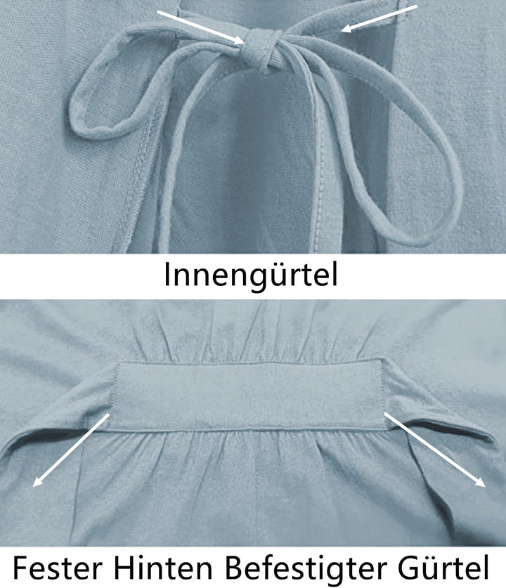 COLORFULLEAF 100% Baumwolle Bademantel Damen Kurz Morgenmantel Leicht Knielang Kimono Saunamantel Na