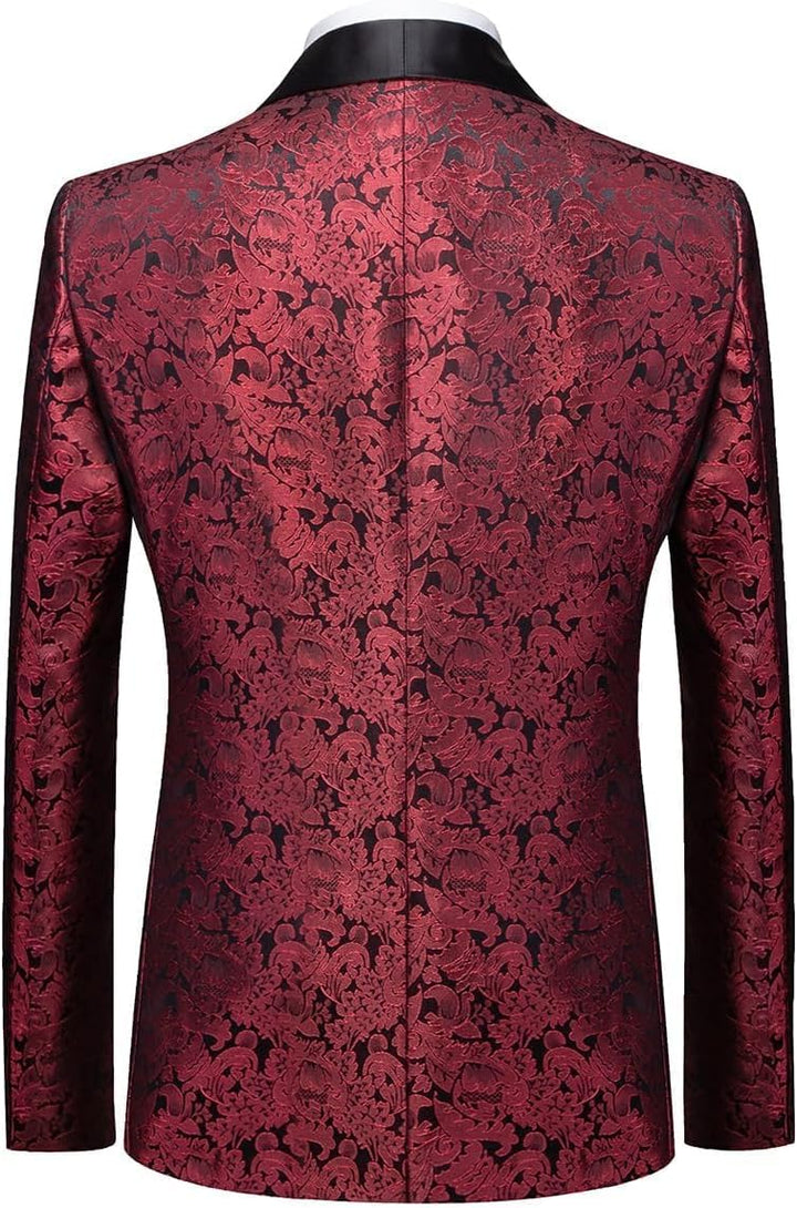 KUDORO Herren Anzüge 3-Teilig Slim Fit Paisley für Hochzeit Party Eine Knöpfe Jacquard Smoking Herre