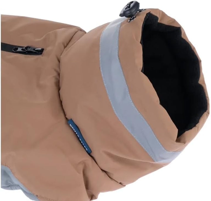 Bloom Hundemantel Warm Taupe 55 cm – Wasserdichter, windabweisender Hundemantel mit warmen Fleece-Fu