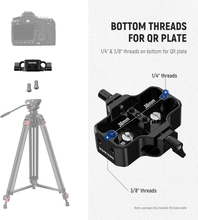NEEWER Kamera Grundplatte mit Doppelschienen Klemme,15mm LWS Grundplatte für Kamerakäfig Stativ Schu
