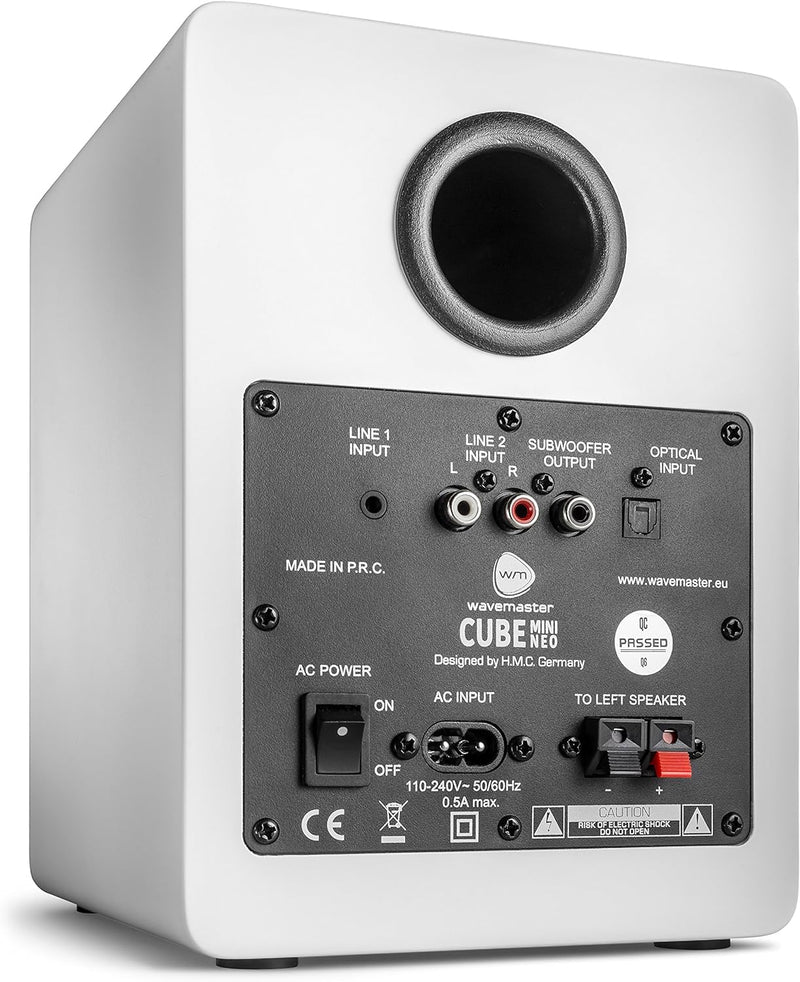 Wavemaster CUBE MINI white - Regallautsprecher-System (36 Watt) mit Bluetooth-Streaming, Digitalansc