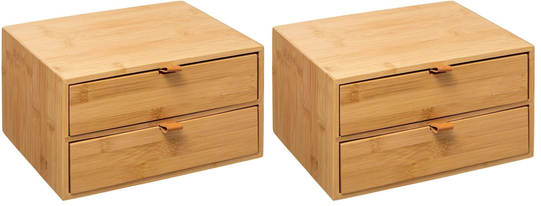 5five - box mit 2 schubladen bambus lederriemen (Packung mit 2) cm (Packung mit 2), cm (Packung mit