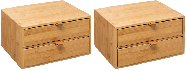 5five - box mit 2 schubladen bambus lederriemen (Packung mit 2) cm (Packung mit 2), cm (Packung mit