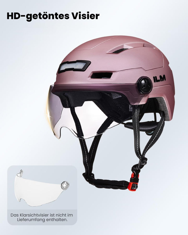 ILM Fahrradhelm für Erwachsene mit USB-wiederaufladbarer LED-Vorder- und Rücklicht, Mountain- und St