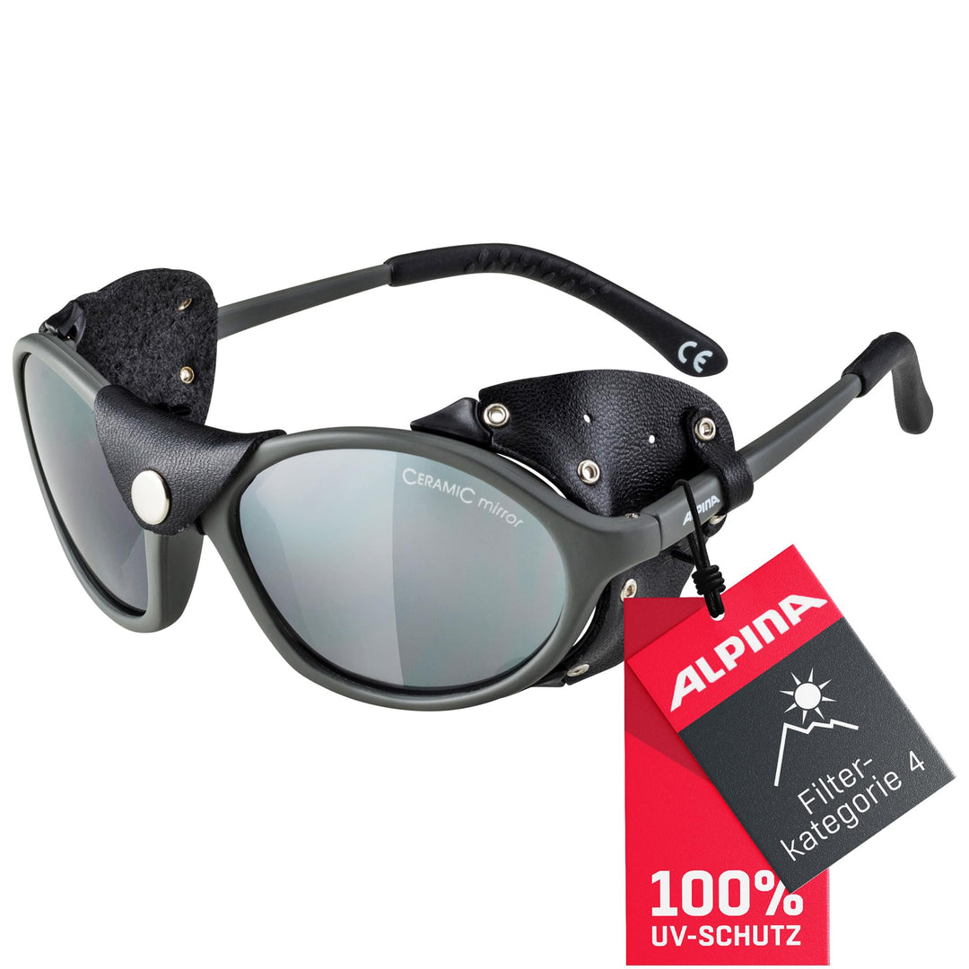 ALPINA SIBIRIA - Kat.4 Gletscherbrille mit seitl. Blend- & Windschutz aus Leder und Gletscherbrille1