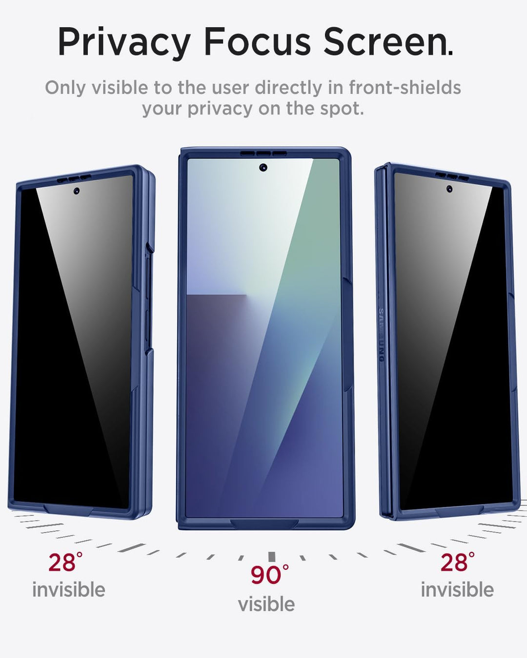 Miimall Kompatibel mit Samsung Galaxy Z Fold 7 Hülle mit Displayschutz Anti-SPY, [Tragbarer Ständer]