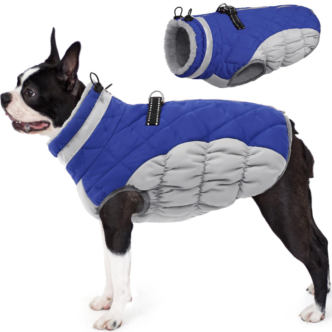 AOFITEE Hundejacke Kleine Hunde, Wasserdicht Hunde Wintermantel Warm Hundemantel mit Geschirr, Rollk