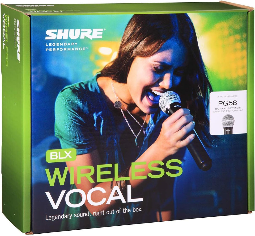Shure BLX24/PG58 UHF Wireless Mikrofonsystem - Perfekt für Kirche, Karaoke - 14-Stunden Akkulaufzeit