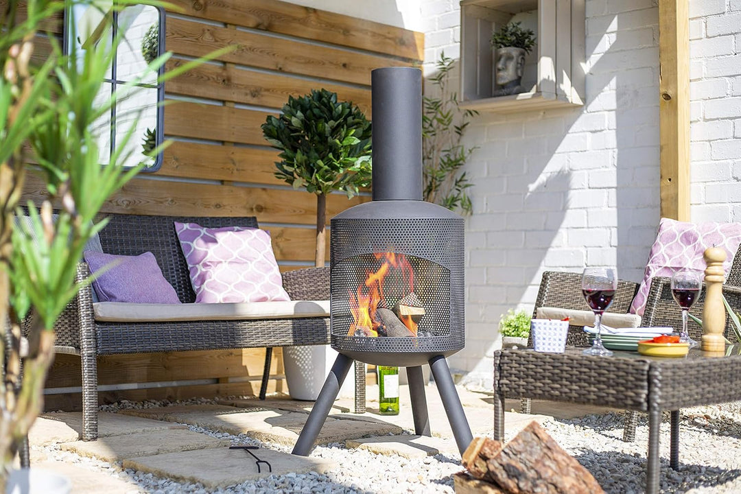 La Hacienda Santana Chiminea Kamin aus Stahlgeflecht, Schwarz, Santana