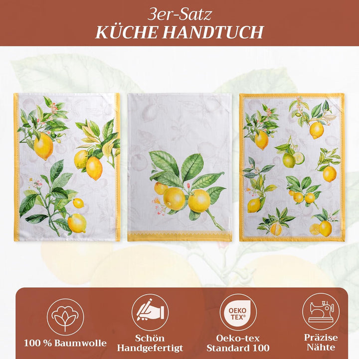 Maison d' Hermine Limoncello 100% Baumwolle Set von 3 Multi-Purpose Küchenhandtuch | Bar Handtücher