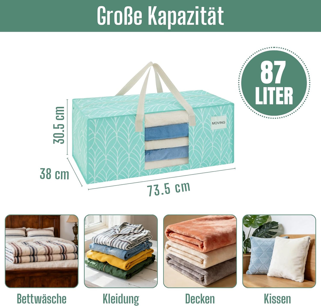 VENO 10 Stück extra grosse Umzugstaschen mit starke Griffe und Reissverschlüsse Faltbare Aufbewahrun