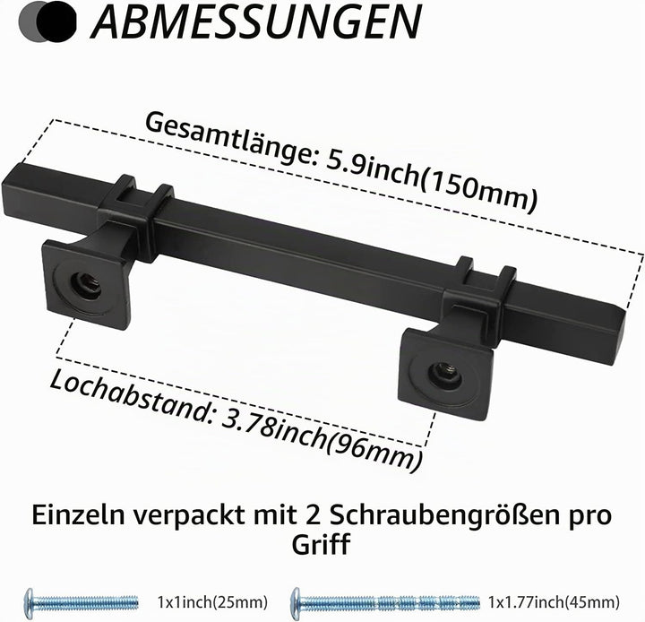 LONTAN 10 Stück Küchengriffe Schwarz Möbelgriffe Schwarz 96mm Schrankgriffe Schwarz Griffe für Küche