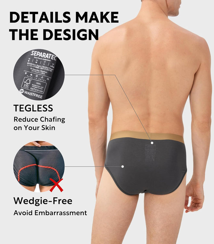 Separatec Herren Boxershorts 4er Pack Doppelbeutel Dual Pouch, Bambus Unterhosen Männer, Stretcken H