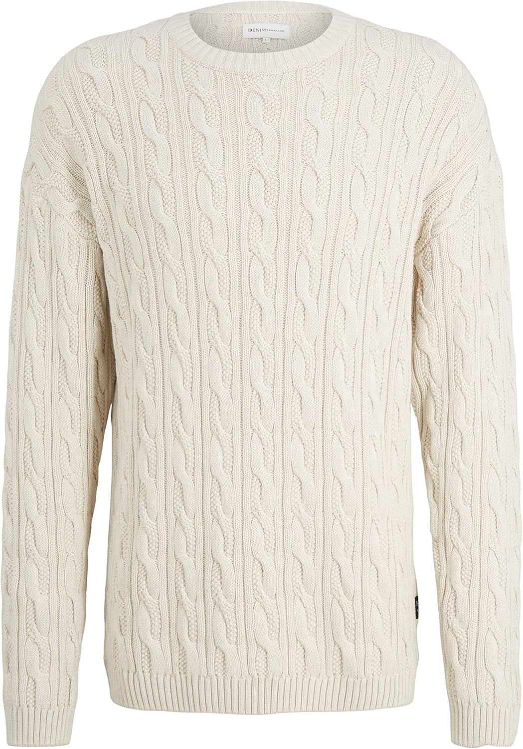 TOM TAILOR Denim Herren Pullover mit Zopfmuster XL 30656 - Cosy Light Beige Melange, XL 30656 - Cosy