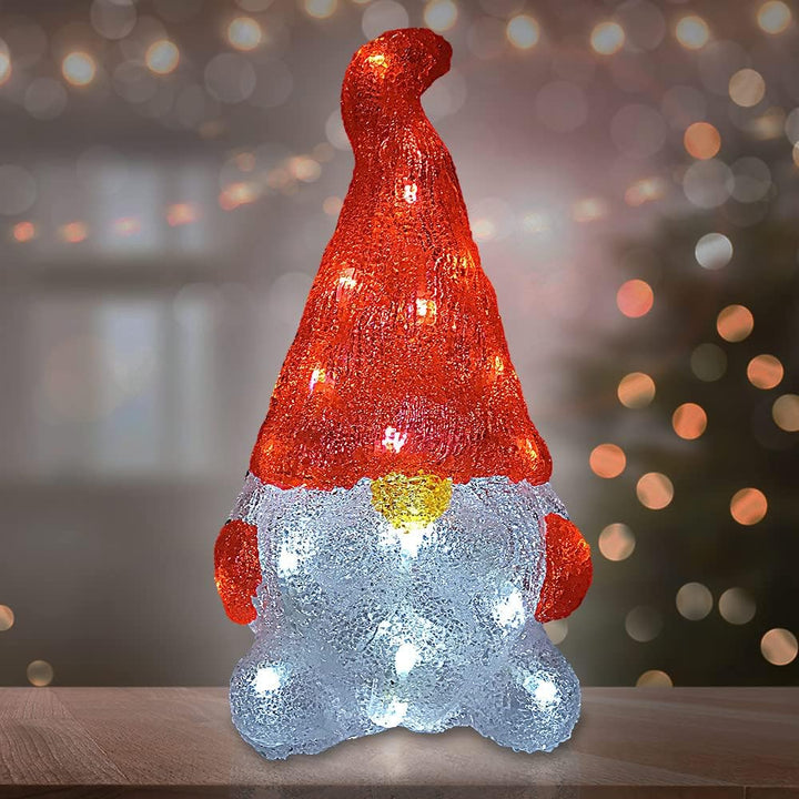 Deuba LED Acryl Figur Wichtel 29,5cm Gross Innen Aussen Weihnachtsdeko beleuchtet Weihnachten Deko I