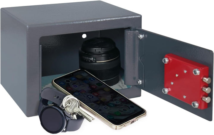 HMF 49216-11 Safe Tresor klein mit Schlüssel, Möbeltresor | 23 x 17 x 17 cm | Anthrazit, Anthrazit