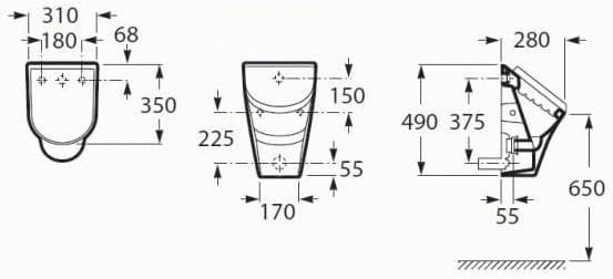 Urinal Roca Nexo m. Zulauf von hinten, inkl. Deckel mit Absenkautomatik, weiss, Large