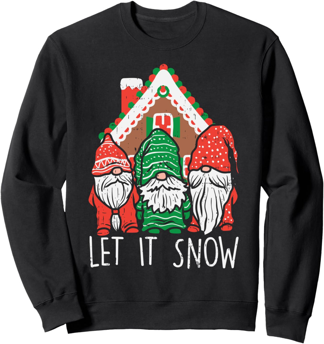 3 Gnomes Let It Snow Gingerbread House Christmas Garden Gift Sweatshirt