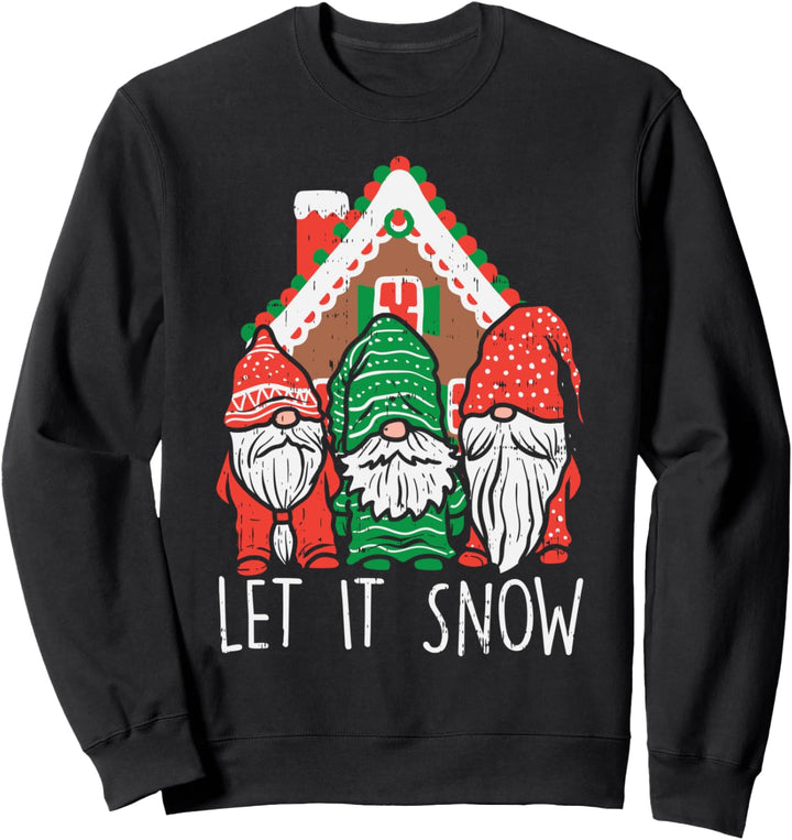 3 Gnomes Let It Snow Gingerbread House Christmas Garden Gift Sweatshirt