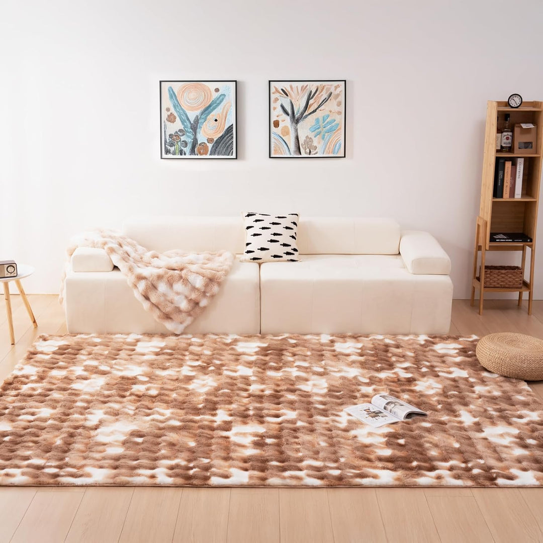Vamcheer Flauschiger Wohnzimmer Teppiche Bubble- Superweicher Flanell-Wohnzimmerteppich Waschbarer,