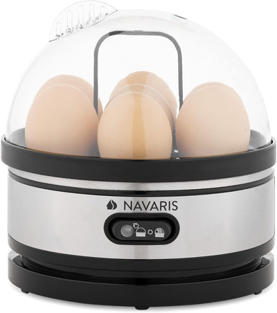Navaris Eierkocher 7 Eier Edelstahl - inkl. Wasser-Messbecher mit Eierstecher - 400W - Eierkochautom