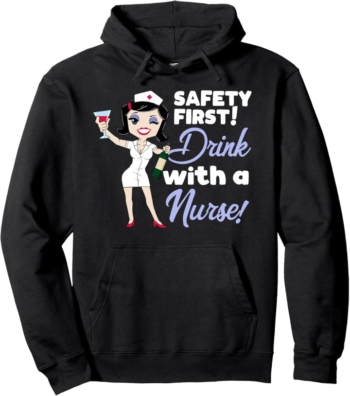 Frauen Safety First Shirt lustiges Party Krankenschwester Pullover Hoodie