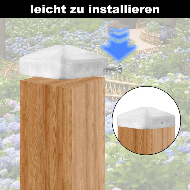 24 Stück Pfostenkappe 7x7, Einschlaghülse 70x70MM, Zaunpfosten Metall, Pyramiden Form Zaunpfosten Ka