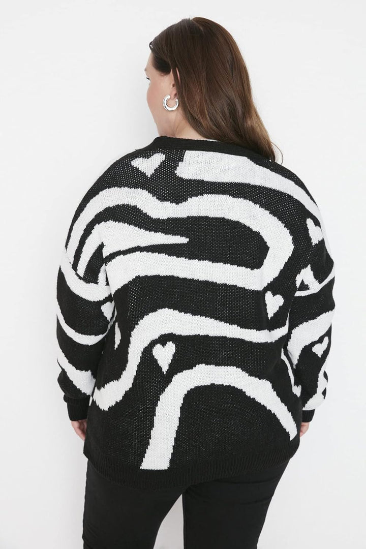 TRENDYOL Damen Frau Regular Standard Revers Kragen Strickwaren Plus Size Strickjacke Pullover 3XL Gr