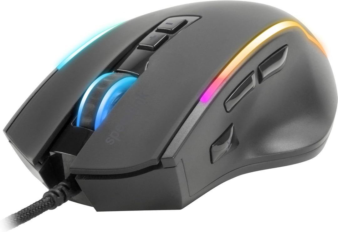 Speedlink DECUS NX - RGB Gaming Maus mit Kabel, bis 12800dpi, Programmierbar, Dauerfeuer Taste, USB