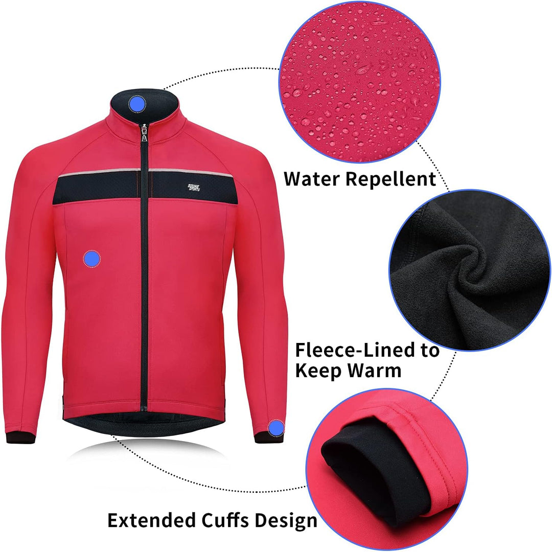 Souke Sports Fahrradjacke Herren Winter Thermo Radjacke Winddichte & wasserdichte mit Reflektierende