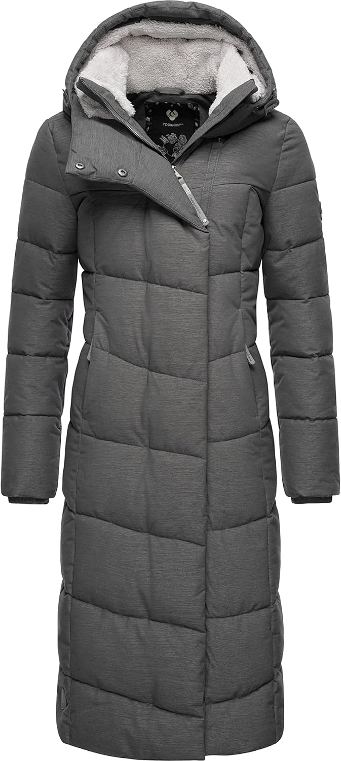 Ragwear Damen atmungsaktiver Wintermantel Warmer wasserdichter Steppmantel lang mit Kapuze Pavla Lon