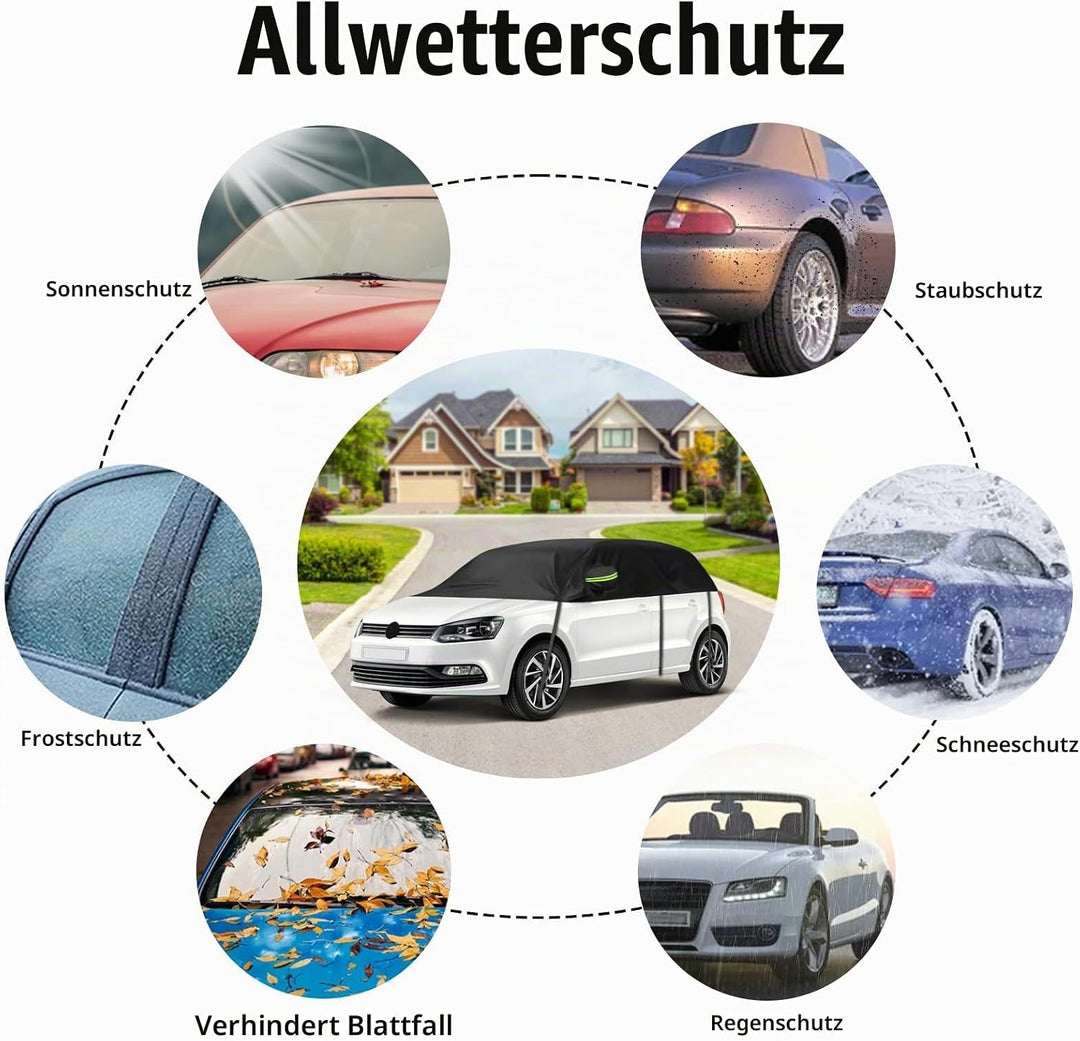 Autoabdeckung Wasserdicht Ersatz für VW Polo MK5 MK6 Hatchback 2009-2023, Halbgarage, Autohülle Auto