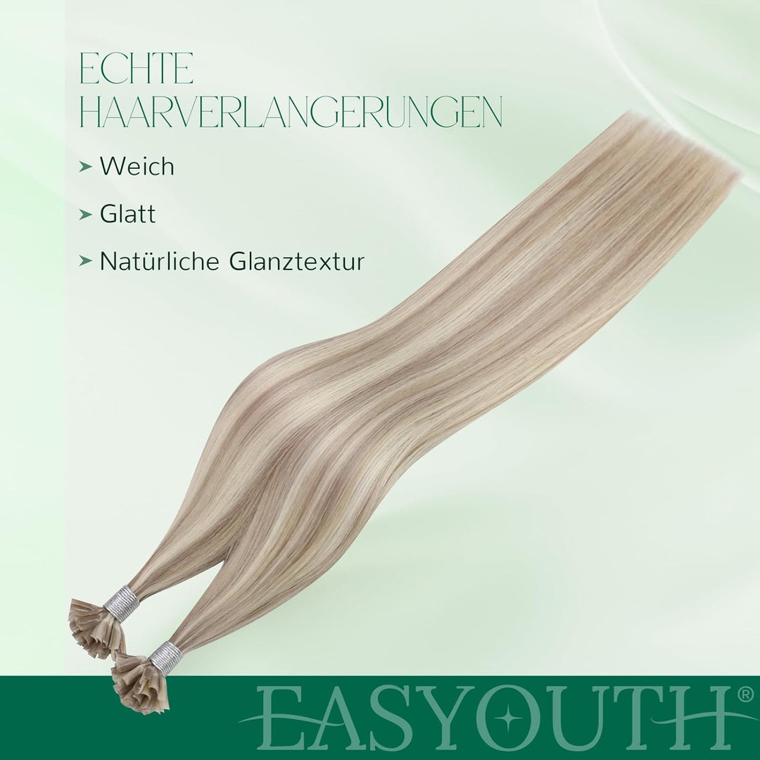 Easyouth Bonding Extensions Echthaar Blond Utip Extensions Echthaar Blond Bondings Echhtaar Extensio