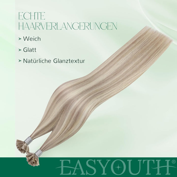Easyouth Bonding Extensions Echthaar Blond Utip Extensions Echthaar Blond Bondings Echhtaar Extensio