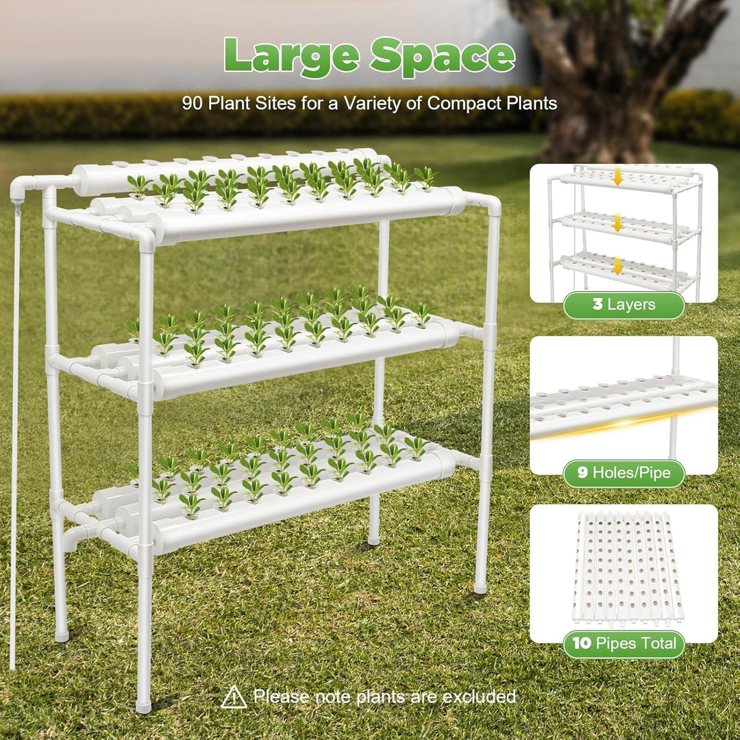 Futchoy Hydroponic Site Grow Kit 108/90 Plant Sites 3 Layer Plant Vegetable Garten Yard Terrasse, fü