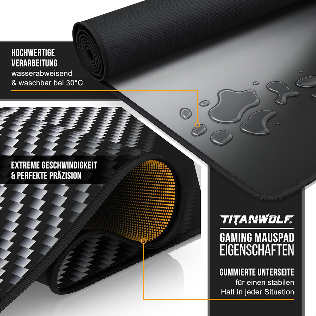 Titanwolf XXXL Übergrösse Mauspad 1200x600mm, Gaming Mousepad Gross,120x60 cm Tischunterlage Large S